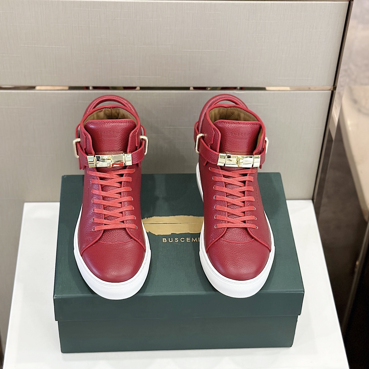 GIÀY BUSCEMI RED HIGH TOP SHOES AAA