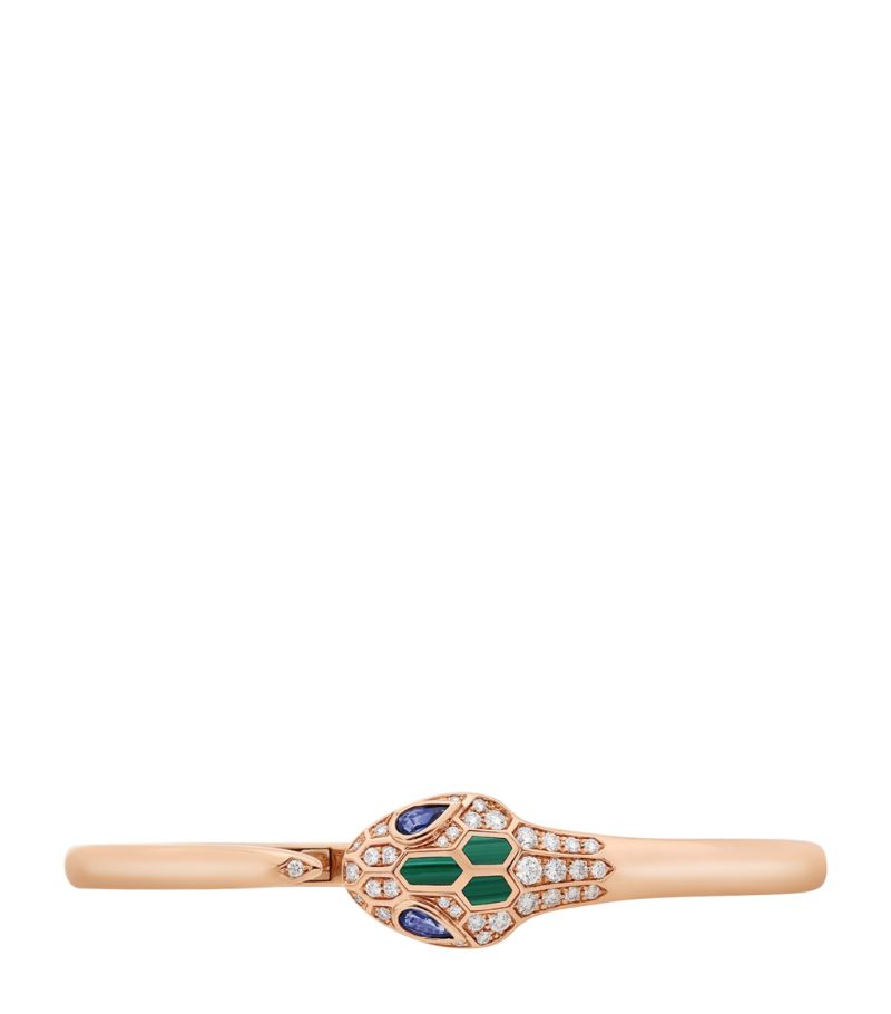 Vòng tay BVLGARI Rose Gold And Precious Stone Serpenti Bangle vàng hồng 18K