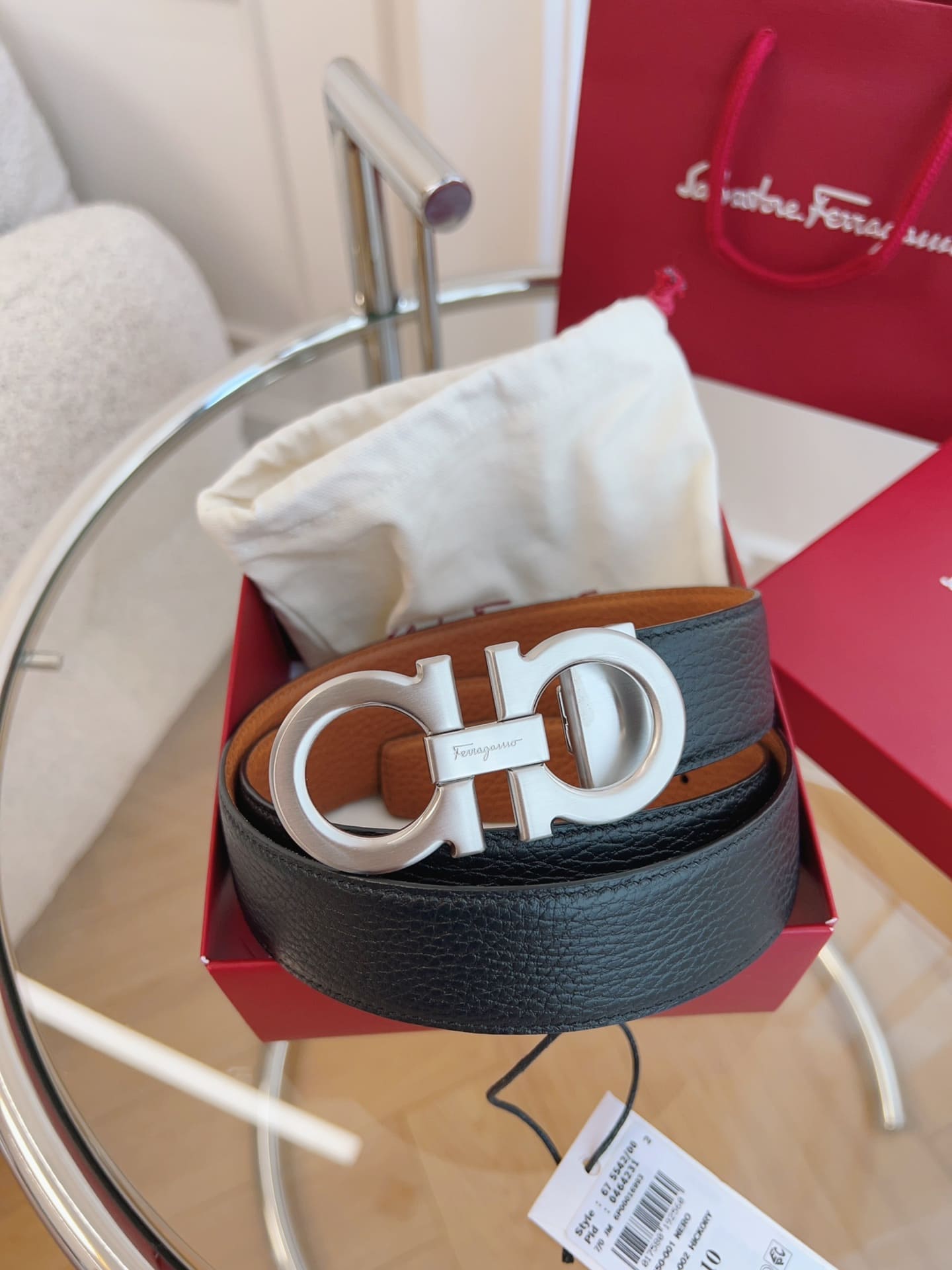 DÂY LƯNG Salvatore Ferragamo Adjustable Gancini Belt Khóa bạc