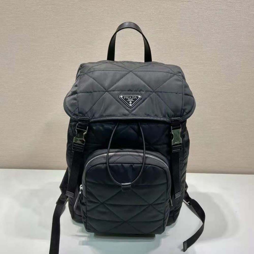 BALO Prada Men Re-Nylon Backpack with Topstitching-Black