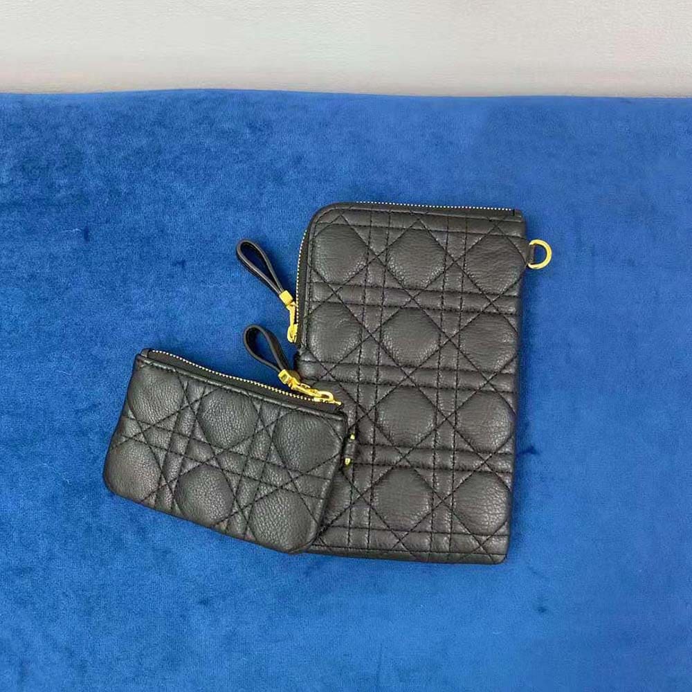 TÚI Dior Women Dior Caro Multifunctional Pouch Black Supple Cannage Calfskin