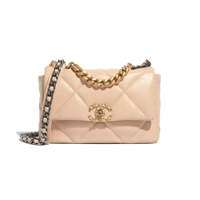 TÚI Chanel 19 Flap Bag Lamb Beige da cừu