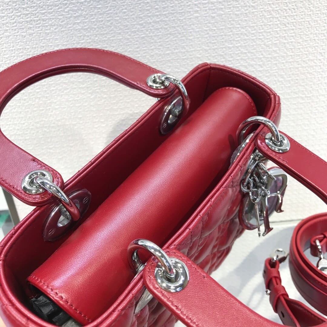 TÚI CHRISTIAN DIOR Lady Dior Bag Red Wine Cannage Lambskin Top Quality