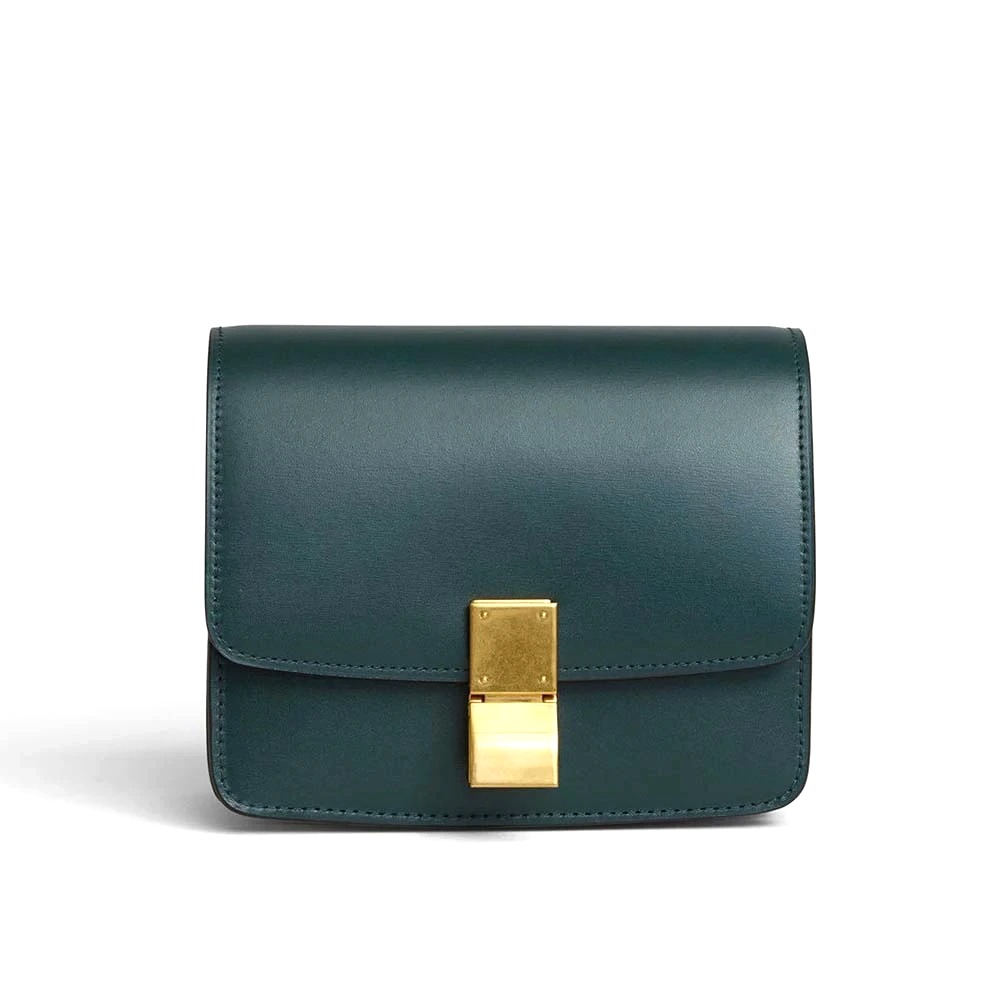 TÚI Celine Women Small Classic Bag in Box Calfskin Leather-Dark Green