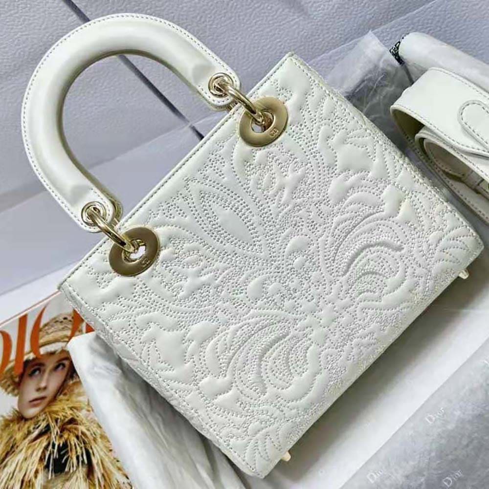 TÚI Dior Women Small Lady Dior my Abcdior Bag Latte Quilted-Effect Lambskin with Ornamental Motif