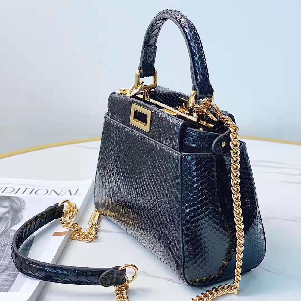 TÚI Fendi Women Peekaboo Iconic Mini Black Python Bag