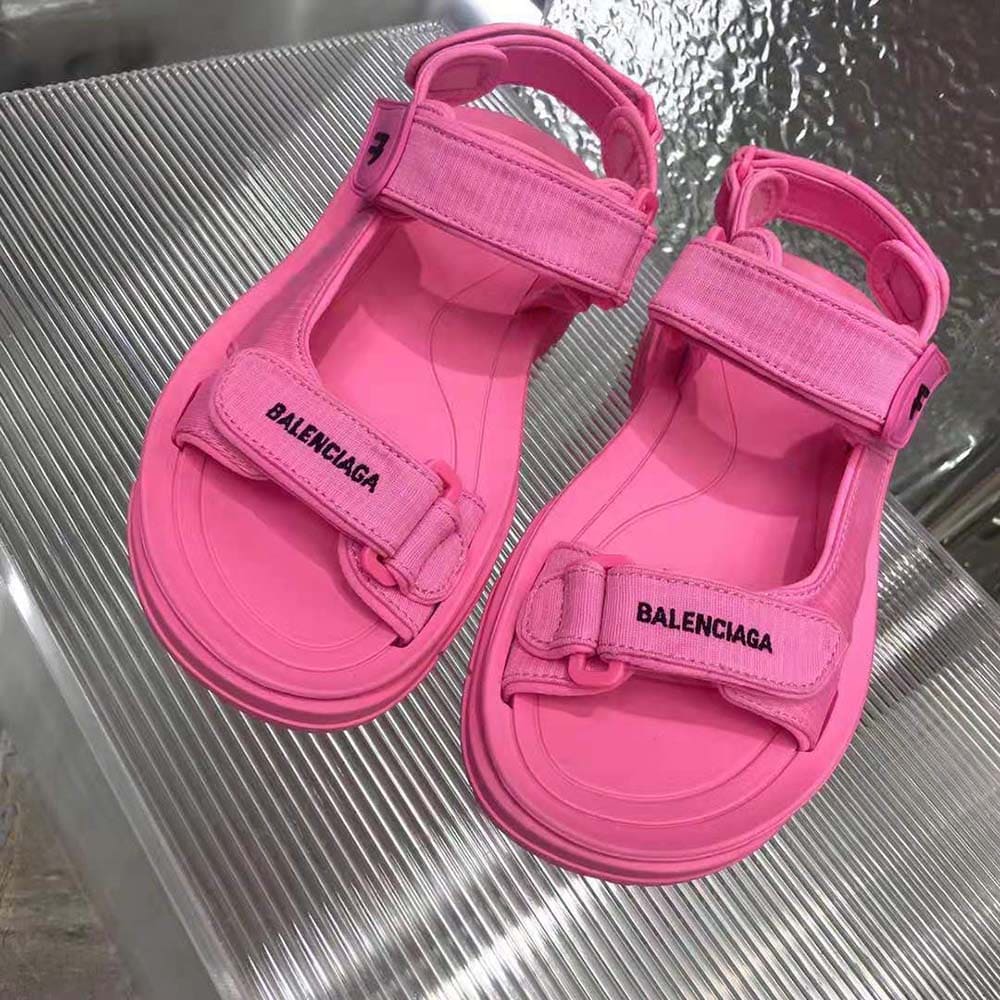 GIÀY Balenciaga Unisex Tourist Sandal in Neon Pink Technical Material