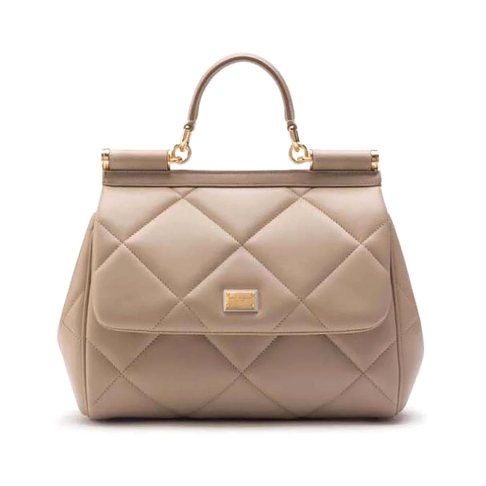 TÚI Dolce Gabbana D&G Women Medium Sicily Bag in Quilted Calfskin-Beige