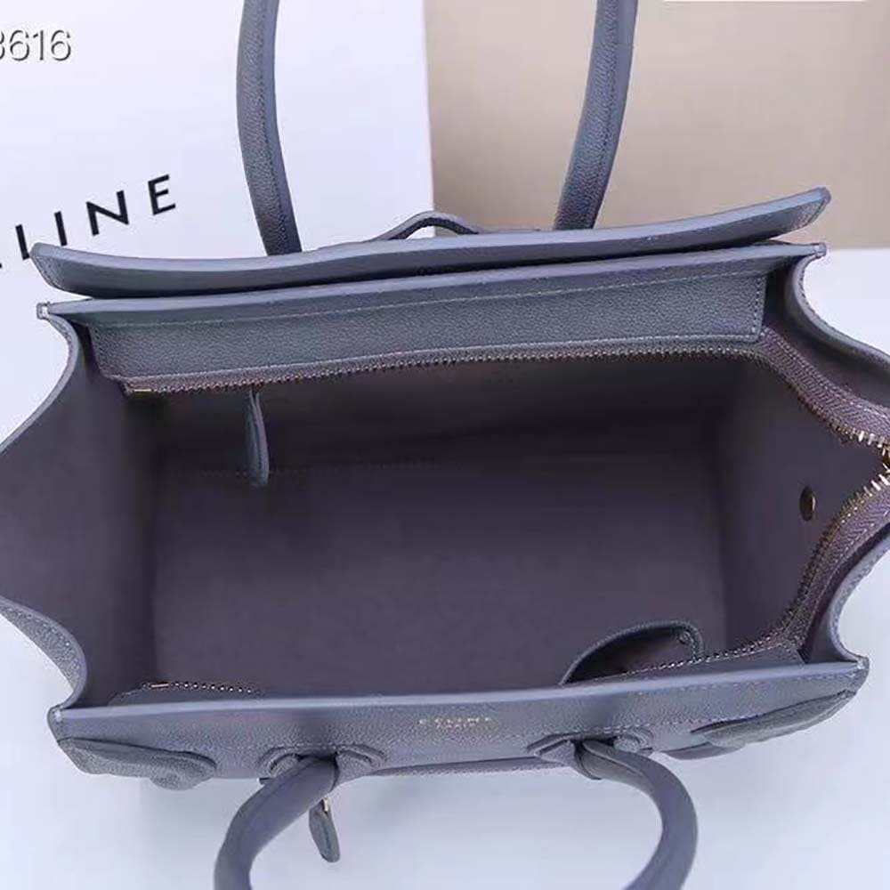 TÚI Celine Women Micro Luggage Handbag in Drummed Calfskin-Silver