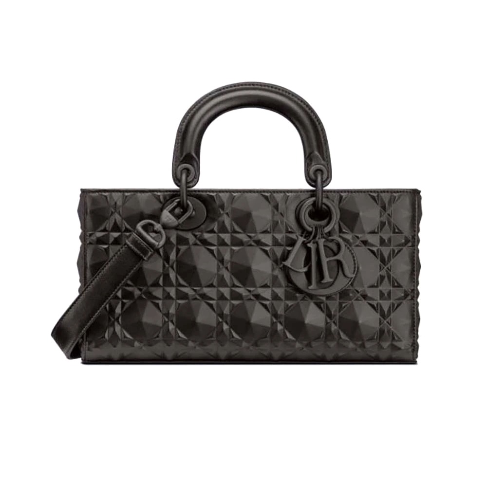 TÚI Dior Women Lady D-Joy Bag Black Cannage Calfskin with Diamond Motif
