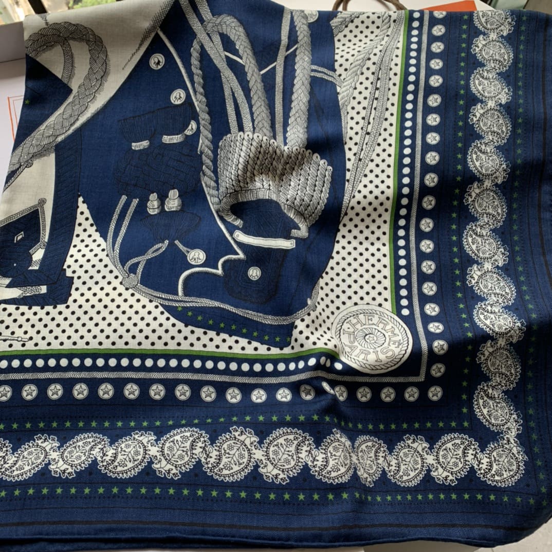 KHĂN HERMES H Family cashmere scarf