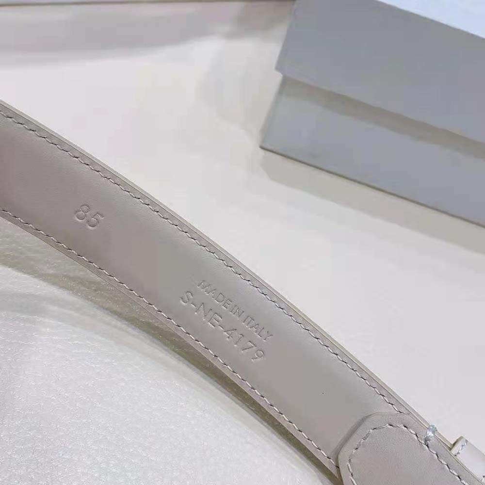 DÂY LƯNG Celine Women Medium Cuir Triomphe Belt in Smooth Calfskin-White