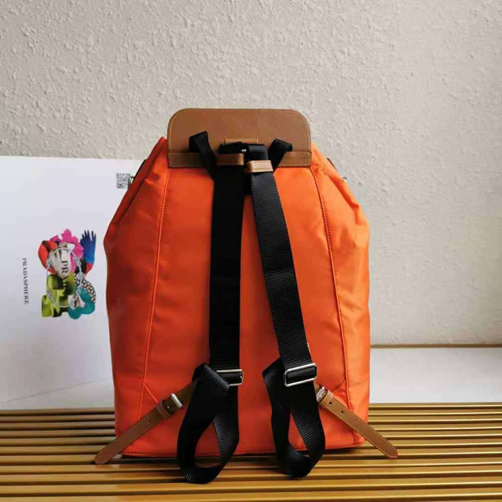 BALO Prada Women Nylon and Saffiano Leather Backpack-Orange