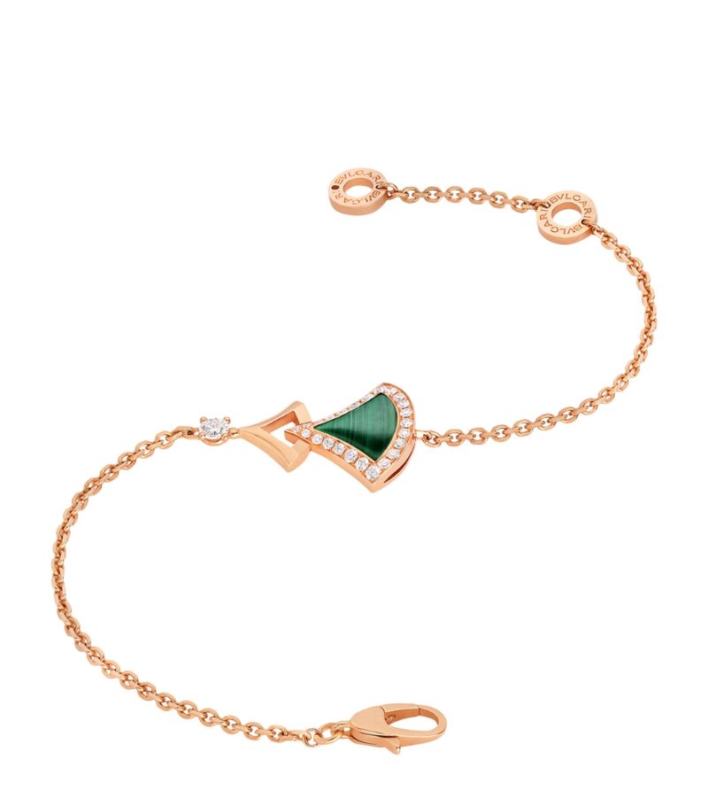 Vòng tay BVLGARI Rose Gold, Diamond and Malachite Divas’ Dream Bracelet vàng hồng 18K