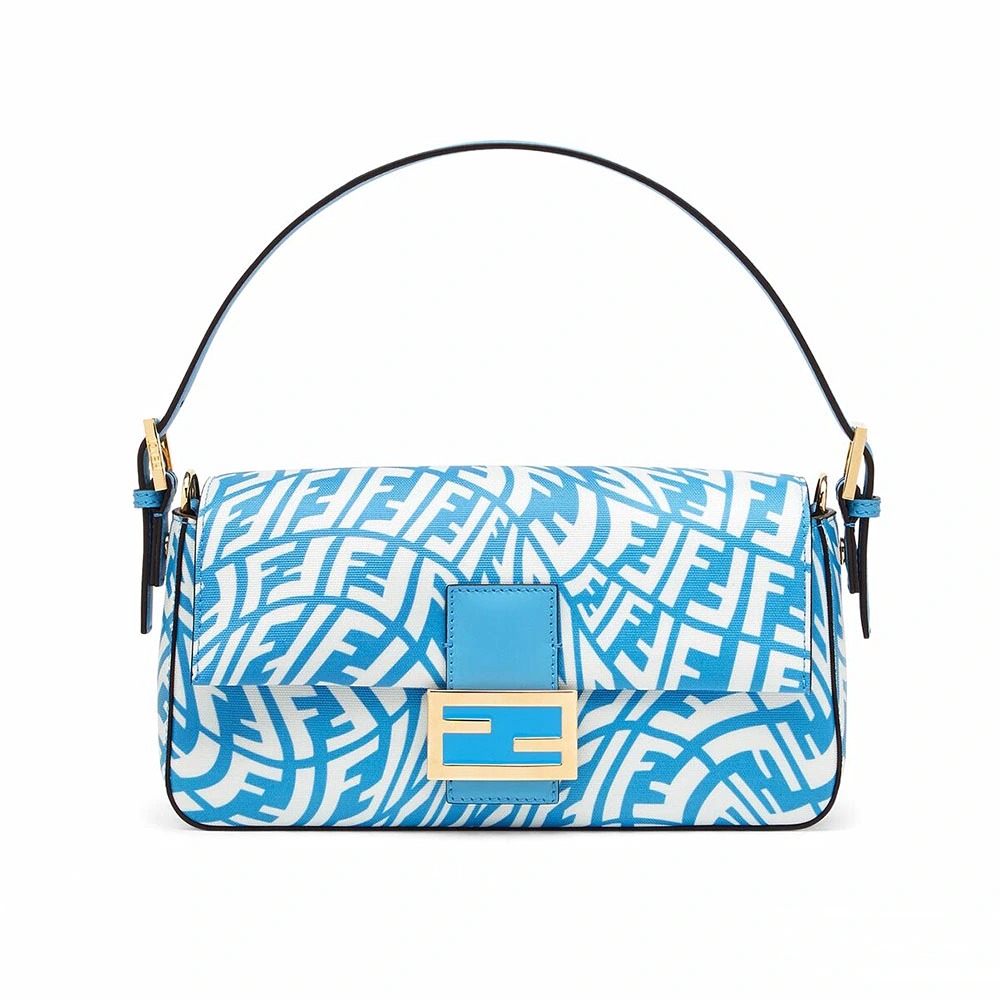 TÚI Fendi Women Baguette 1997 Blue Glazed Canvas Bag
