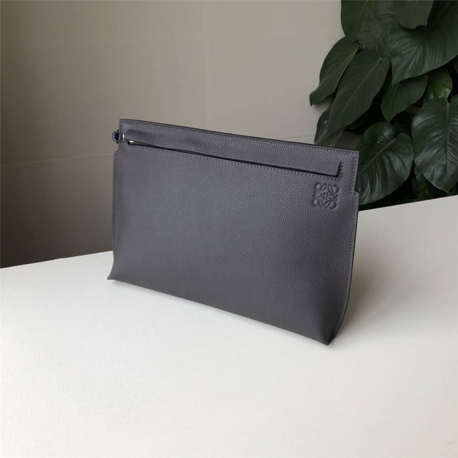 Túi LOEWE ladies clutch bag new pebbled leather T Pouch handbag Elephant and Blue