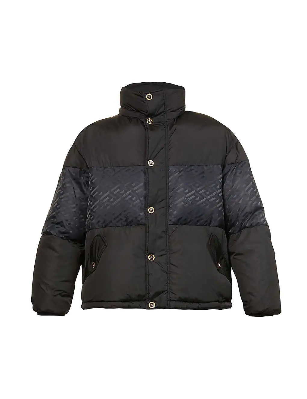 ÁO VERSACE Brand-print padded regular-fit shell-down jacket