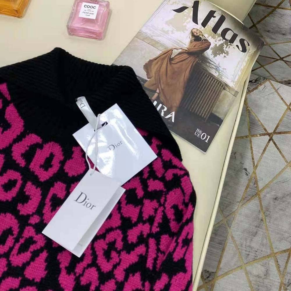 ÁO DIOR Sweater Raspberry and Black Pop Mizza Cashmere