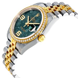 ĐỒNG HỒ ĐỒNG HỒ ROLEX Oyster Perpetual Datejust 36 Green Floral Dial Stainless Steel and 18K