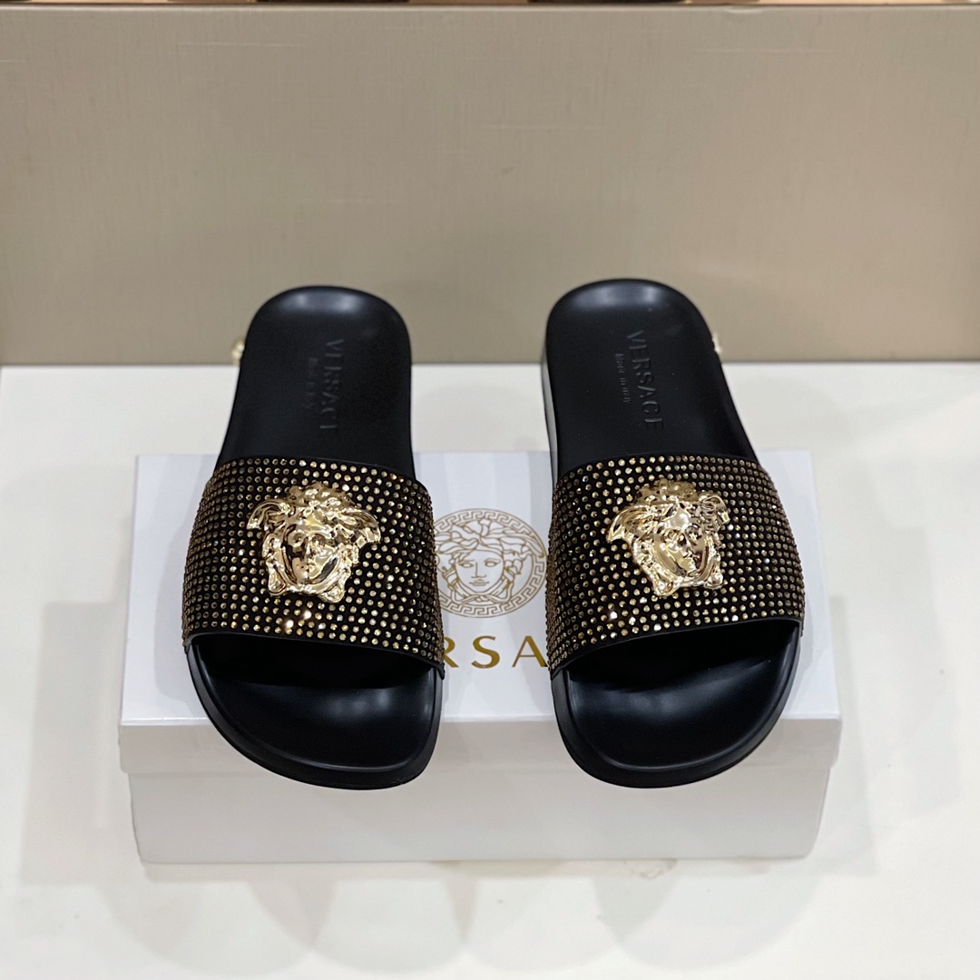 DÉP VERSACE MEDUSA HEAD GLITTER SLIPPER