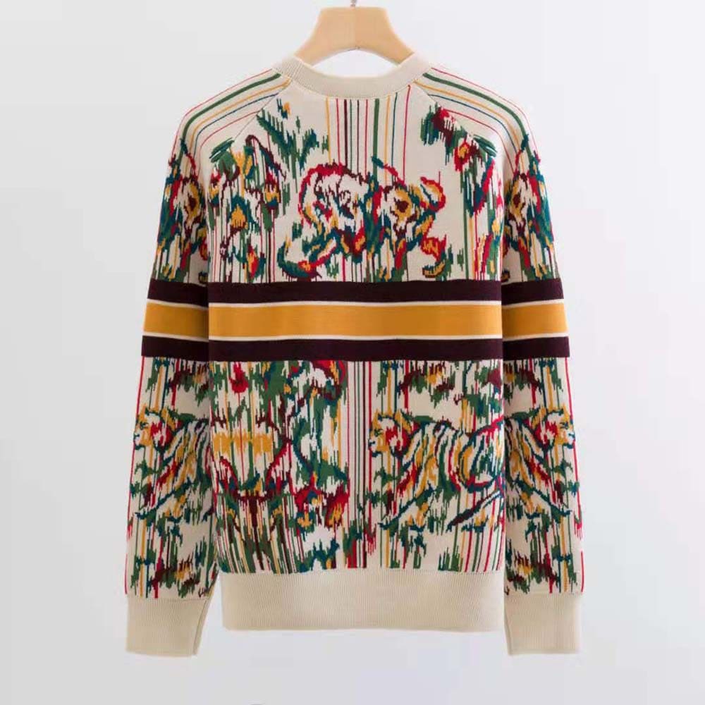 ÁO DIOR Sweater Multicolor Stretch Cashmere and Wool with Toile de Jouy Motif