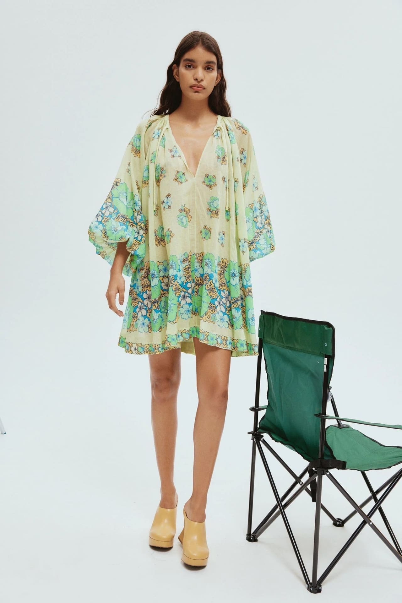 VÁY ALEMAIS HỌA TIẾT HOA LÁ XANH ALEMAIS RAMIE VELMA IN COTTON High Classy