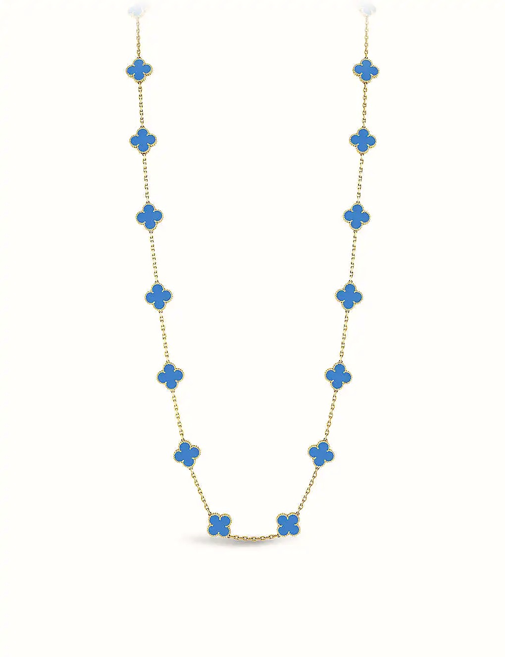 Dây chuyền VAN CLEEF & ARPELS Vintage Alhambra yellow gold and blue agate necklace 18K GOLD