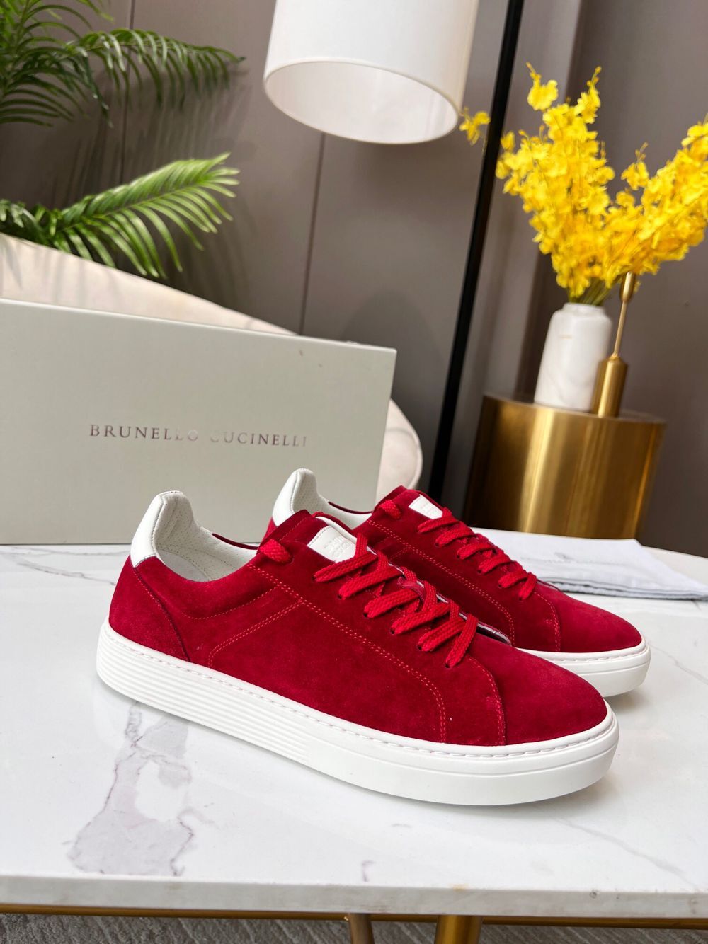GIÀY BRUNELLO CUCINELLI Suede Red Sneaker shoes