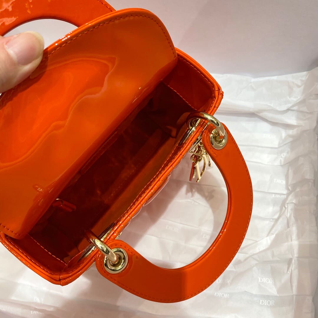 TÚI CHRISTIAN DIOR Lady Dior Bag Orange Cannage Lambskin