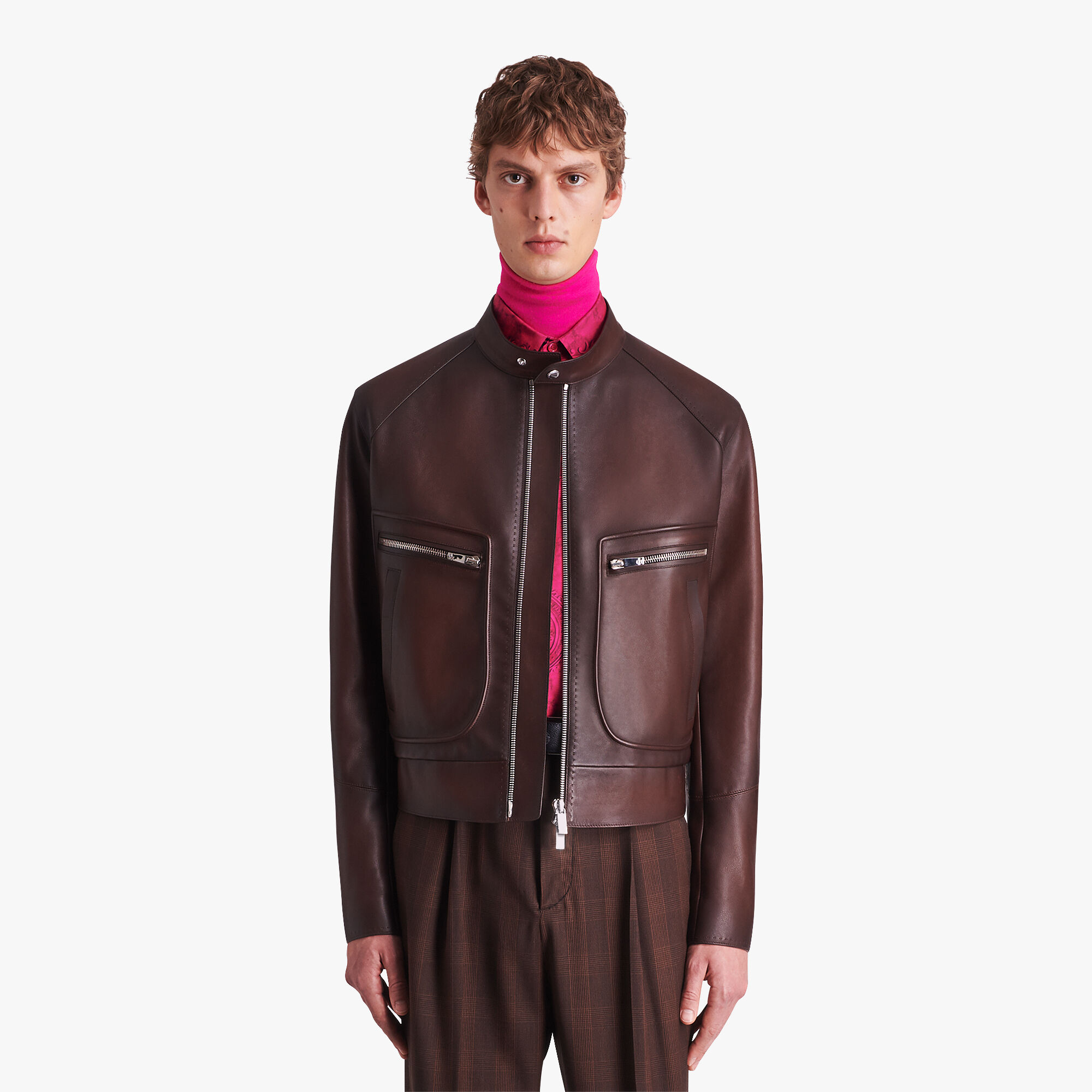 ÁO BERLUTI Patina EBANO leather jacket SS2021