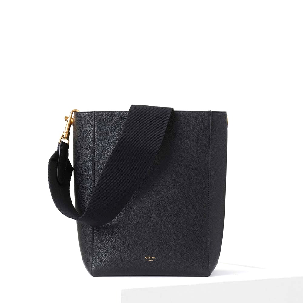 TÚI Celine Women Sangle Small Bucket Bag in Soft Grained Calfskin-Black