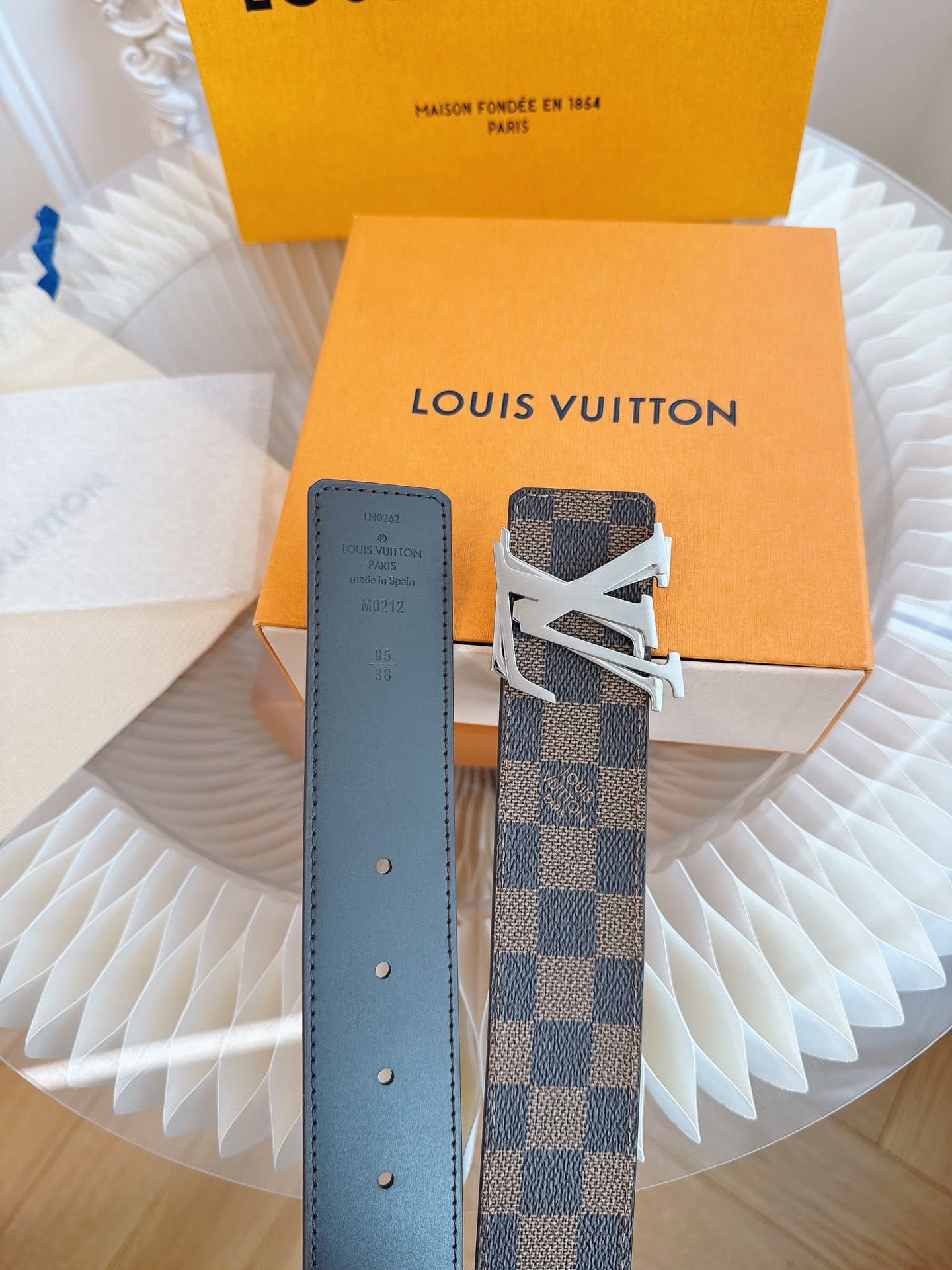 DÂY LƯNG LOUIS VUITTON DOUBLE LV SQUARE BROWN MONOGRAM LEATHER Khóa vàng