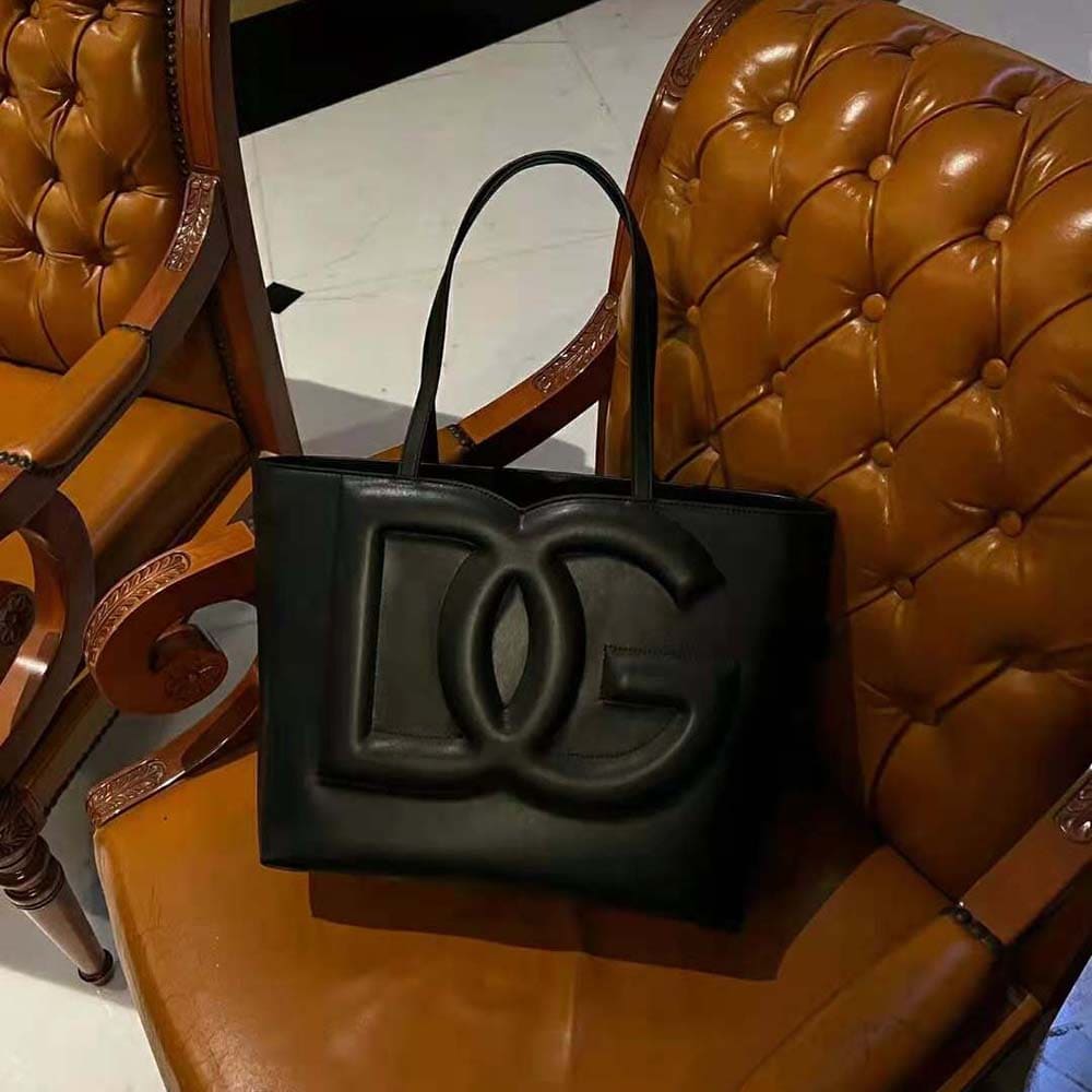 Túi Dolce Gabbana D&G Nữ Da Bê Nhỏ Logo DG Shopper-Black