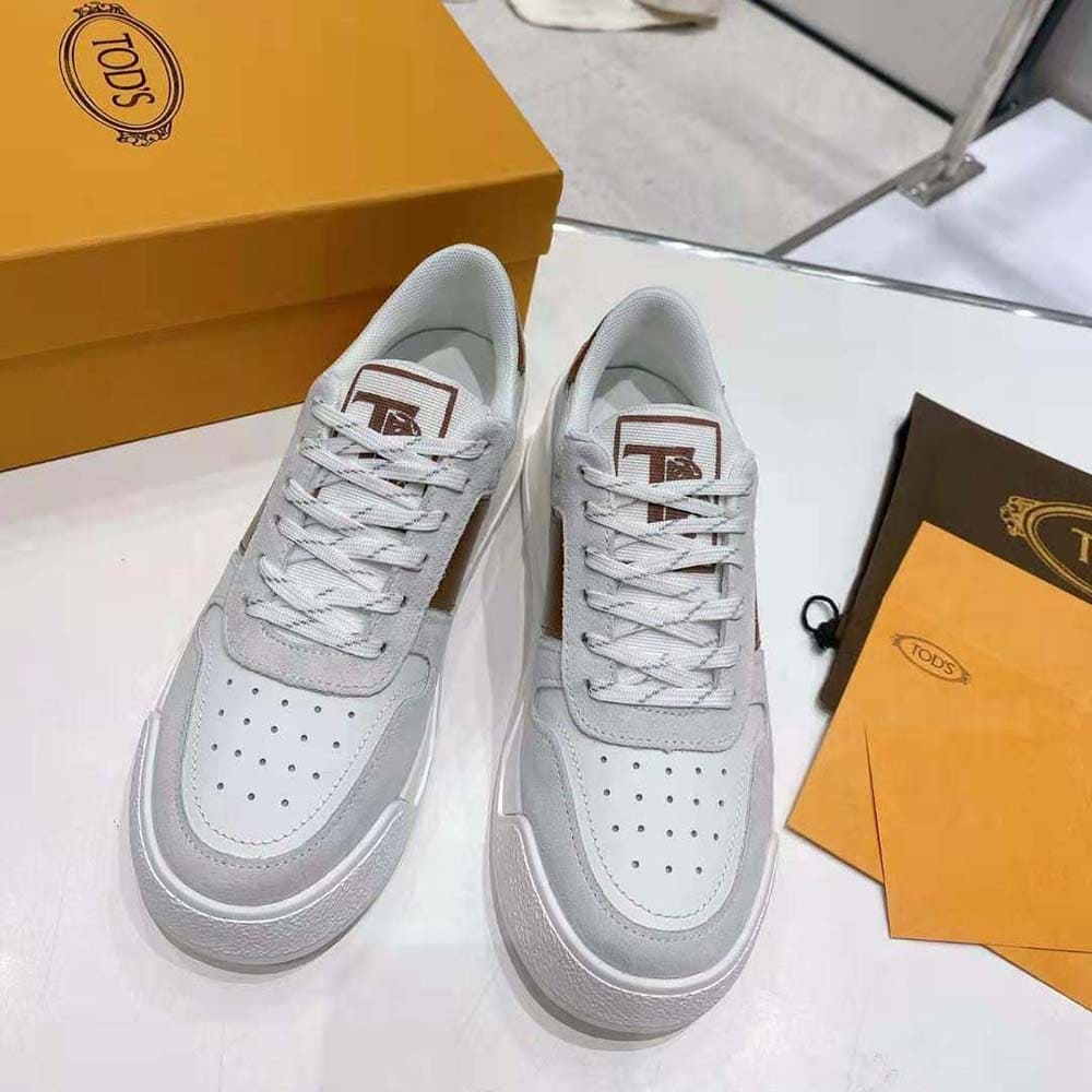 GIÀY TODS Unisex Sneakers in Suede and Smooth Leather-Brown