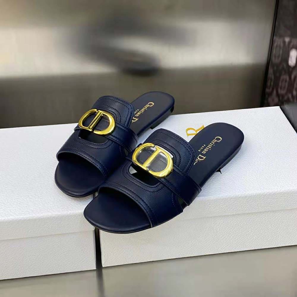 DÉP Dior Women 30 Montaigne Slide Black Calfskin