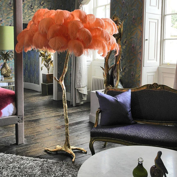 ĐÈN CÂY DỪA LÔNG ĐÀ ĐIỂU Palmera Luxury Feather Floor/Table Lamp