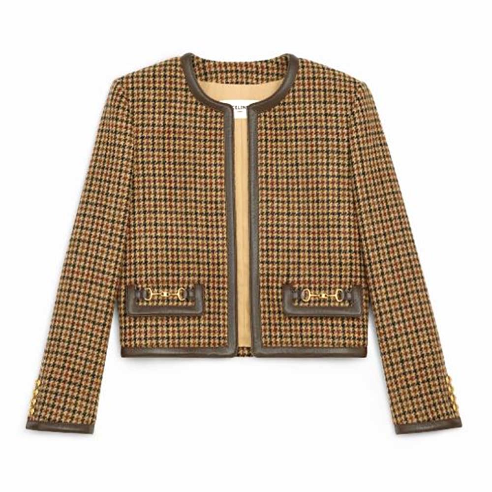ÁO Celine Women Chasseur Jacket in Houndstooth Wool