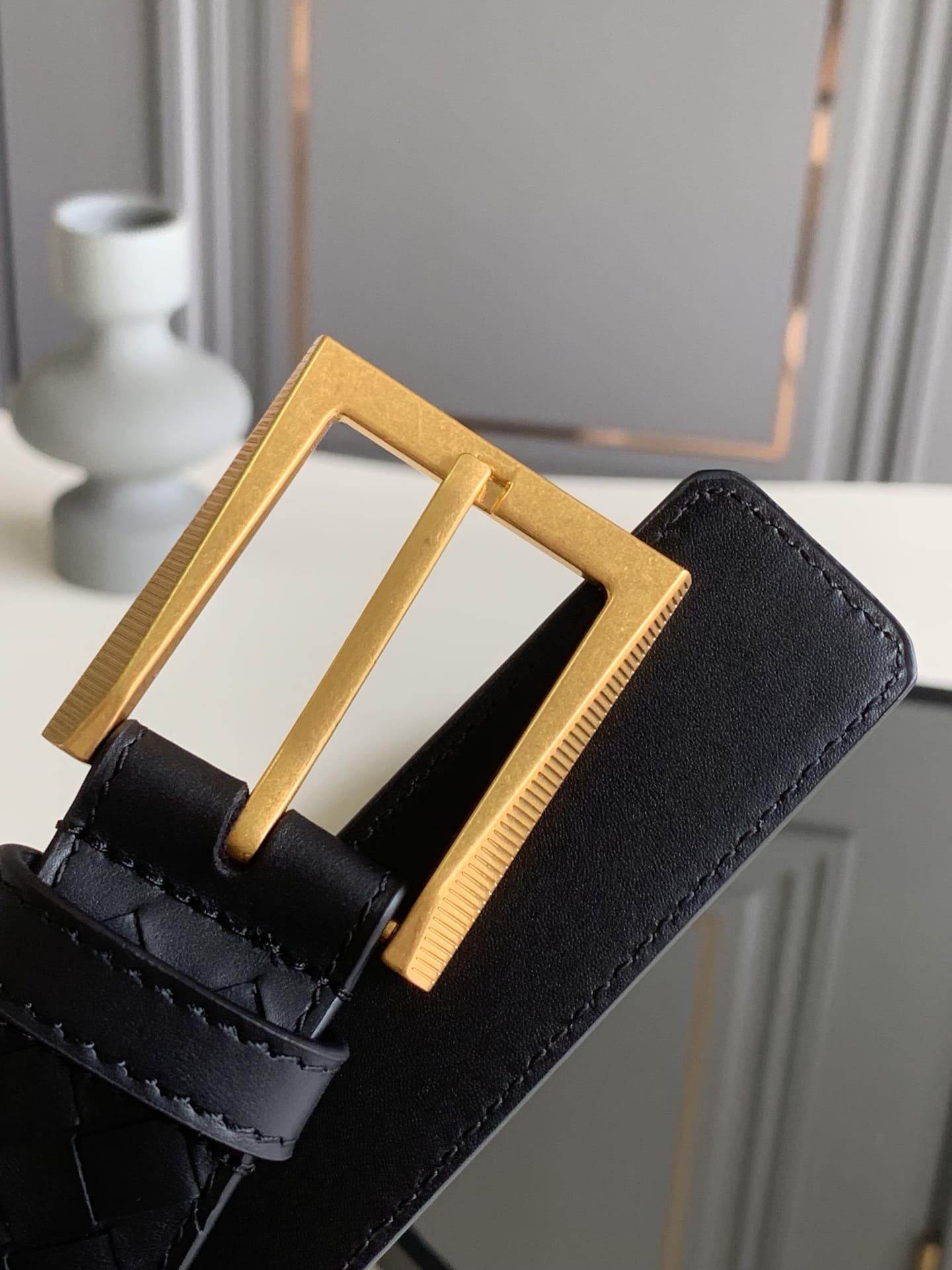 DÂY LƯNG BOTTGA VENETA INTRECCIATO LEATHER Khóa vàng