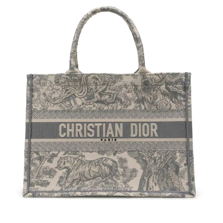 TÚI DIOR Book Tote Small Toile Beige Grey