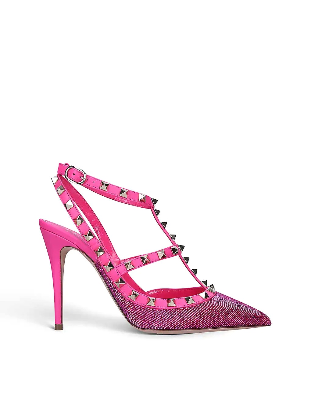 GIÀY VALENTINO GARAVANI Rockstud studded raffia and leather heeled courts