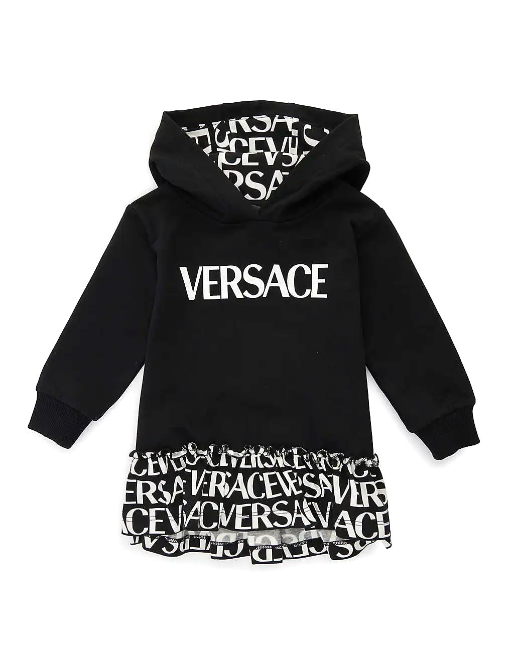 ÁO VERSACE Logo-print hooded stretch-cotton dress 9-36 months