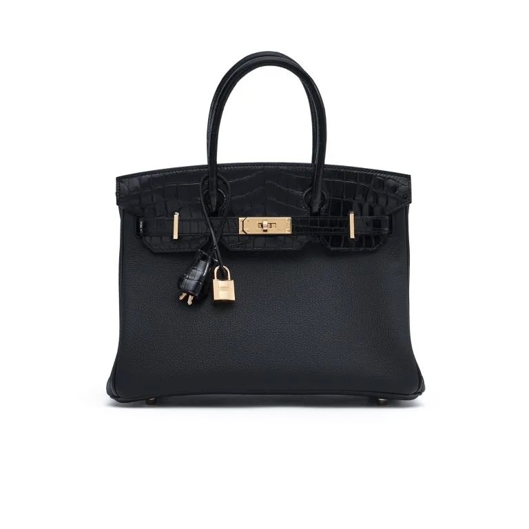 TÚI Hermès Birkin Touch 30 Niloticus Togo Black Gold Buckle khóa vàng