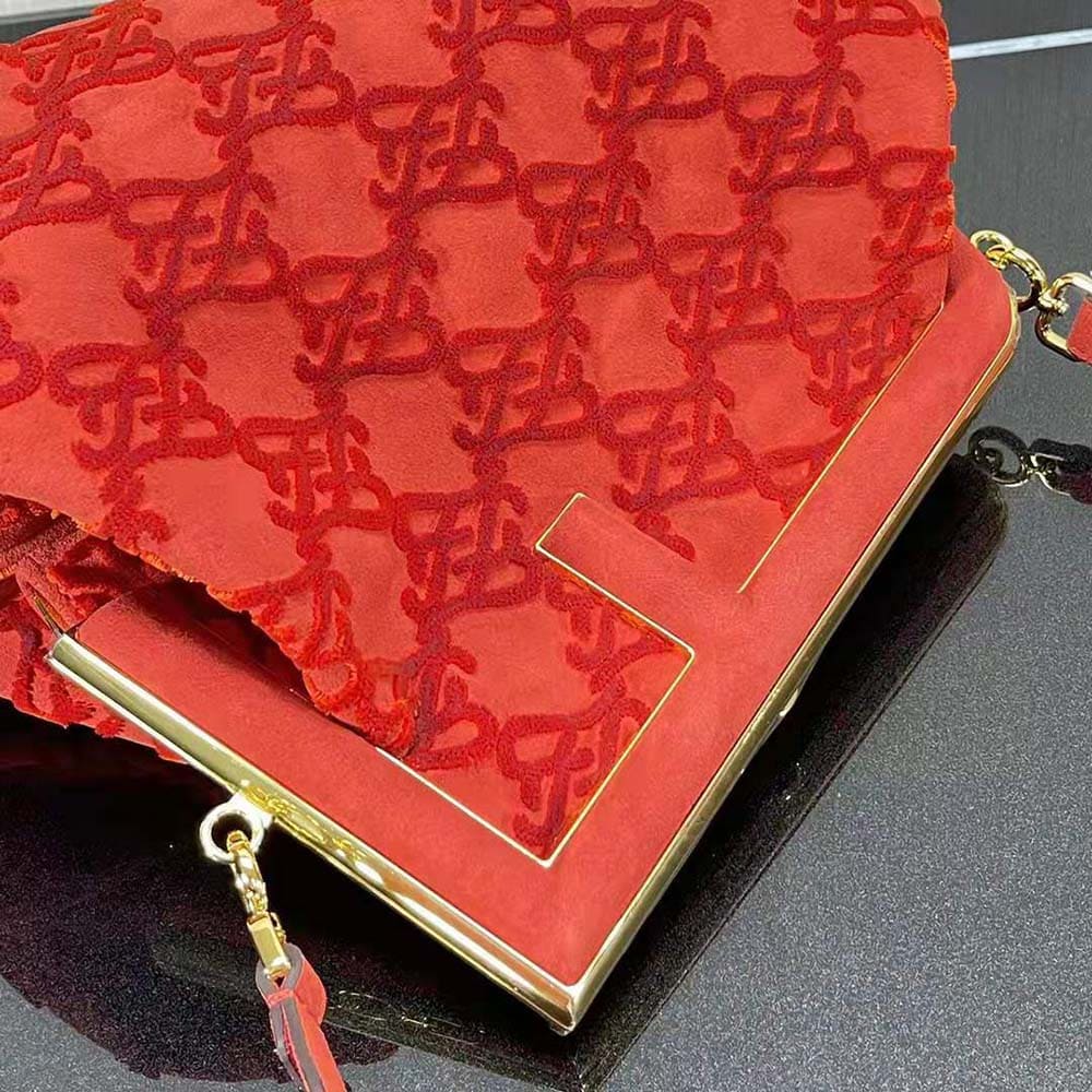TÚI FENDI Women First Medium Red Suede Bag-Red