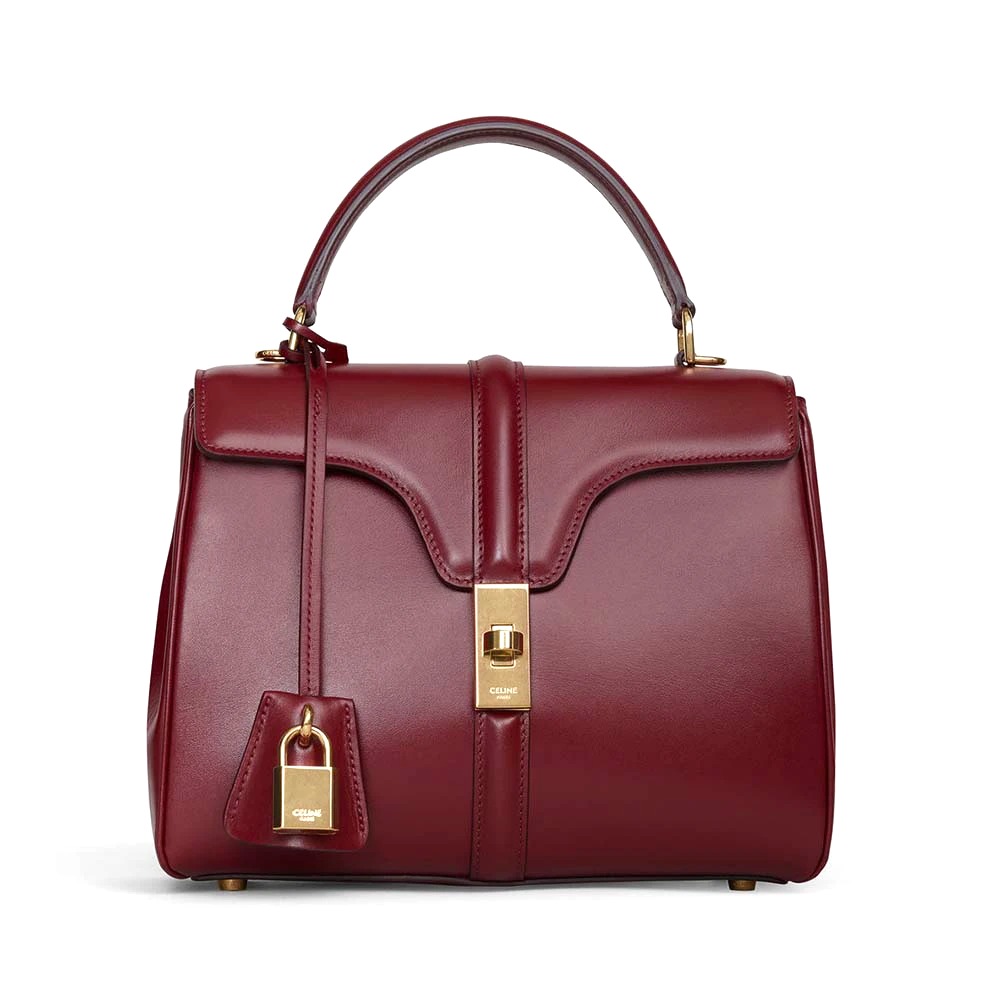 TÚI Celine Women Small 16 Bag in Satinated Calfskin-Maroon