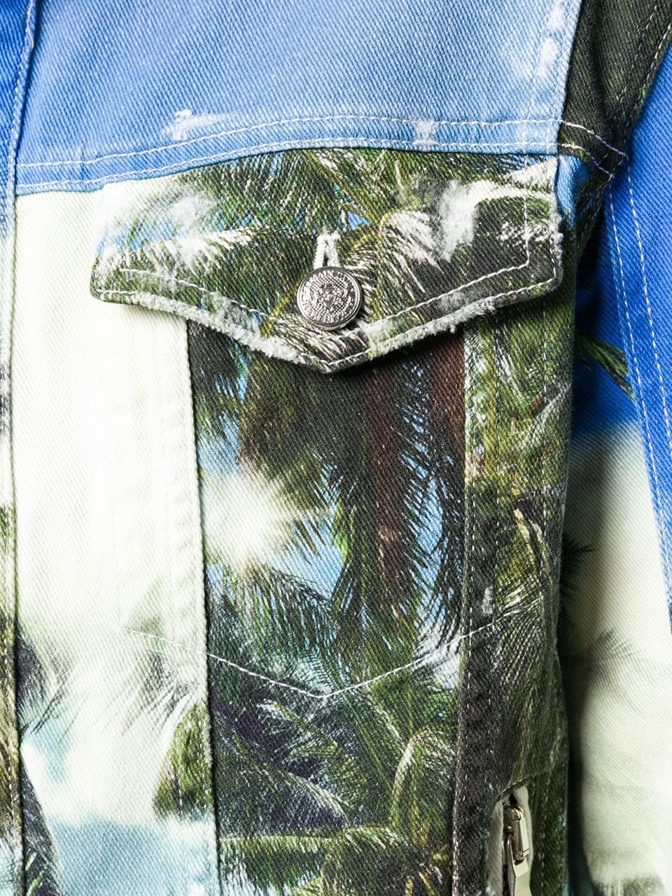 ÁO BALMAIN PALM TREE PRINT DENIM JACKET