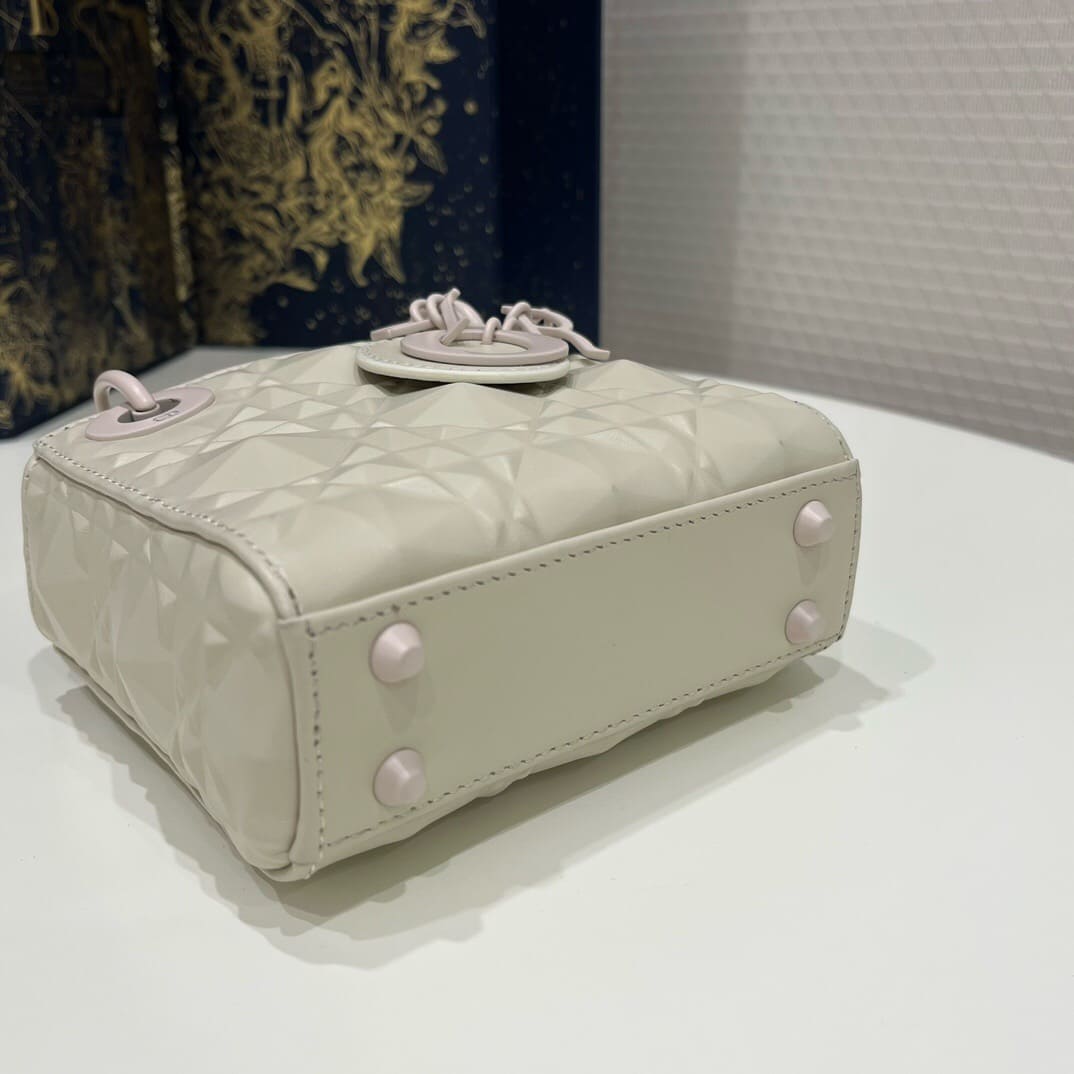 TÚI CHRISTIAN DIOR Micro Lady Dior my Abcdior Bag White Cannage Calfskin with Diamond Motif Top Quality