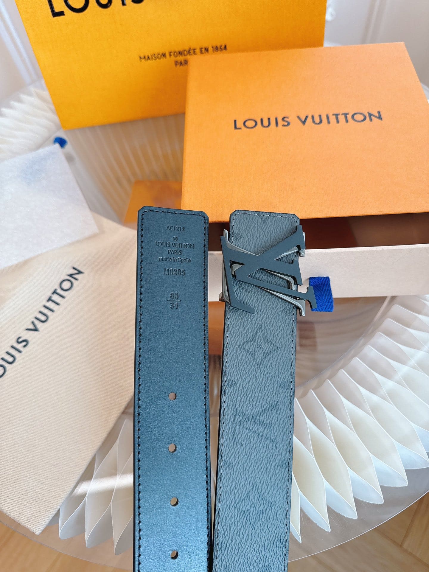 DÂY LƯNG LOUIS VUITTON DOUBLE LV BLACK MONOGRAM LEATHER Khóa bạc đen