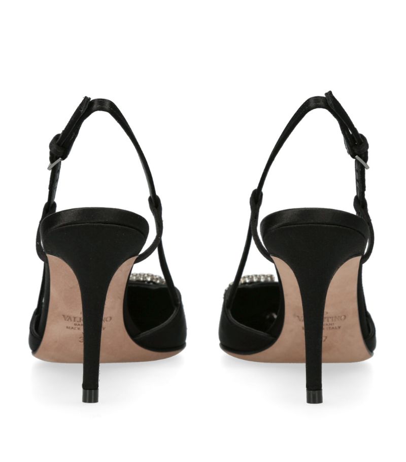 Giày VALENTINO GARAVANI  Satin VLogo Slingback Mules 80
