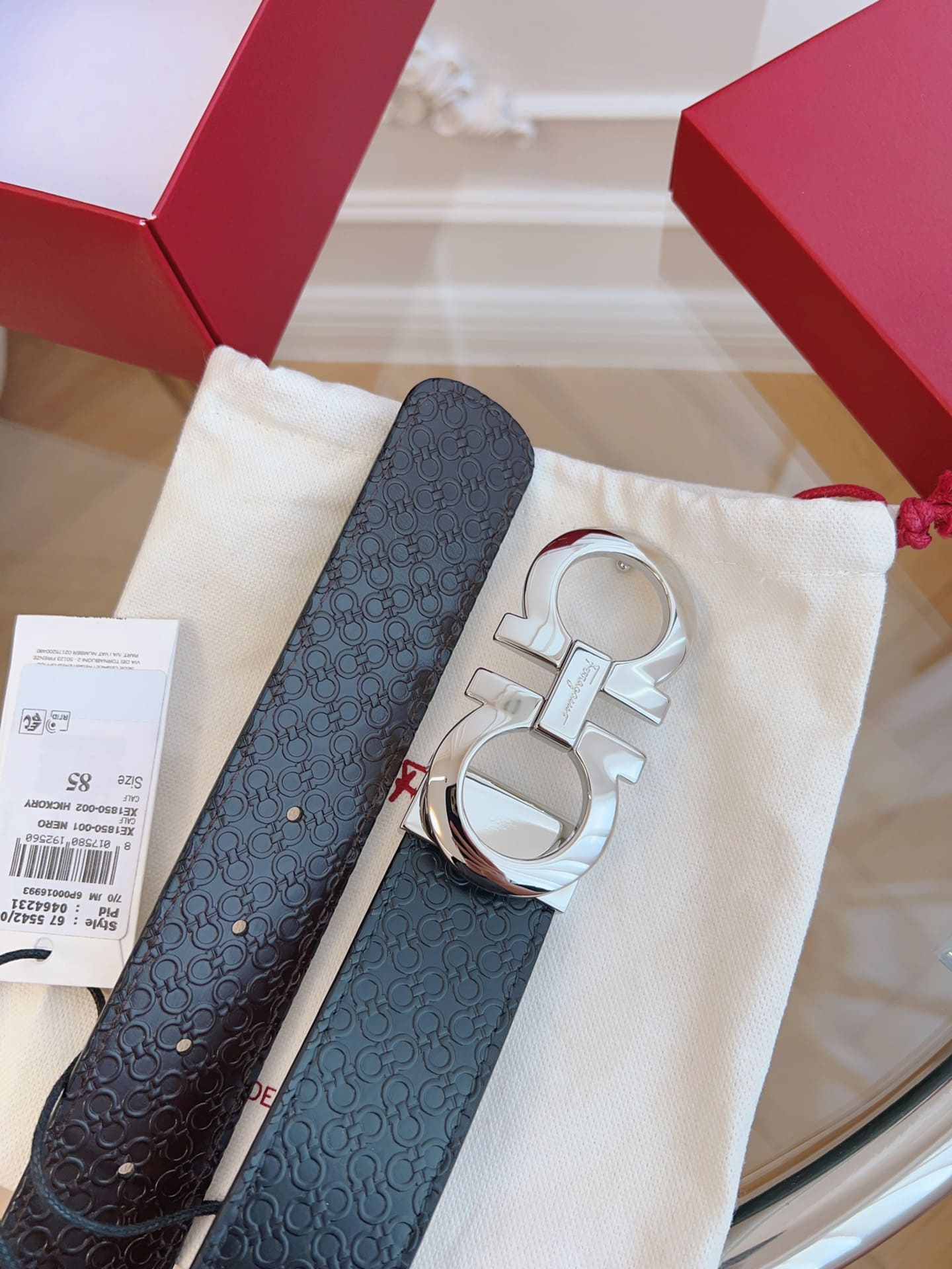 DÂY LƯNG Salvatore Ferragamo Adjustable Gancini Belt Khóa bạc