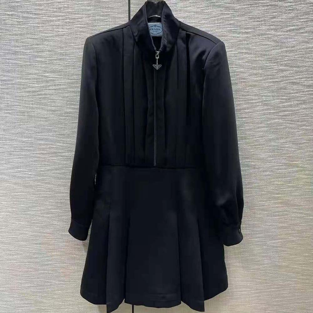 Váy Prada Satin Sablé Mini-dress with Enameled Metal Triangle Logo
